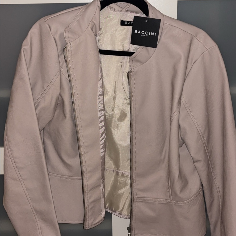 Baccini Women's Light Pink Leather Jacket